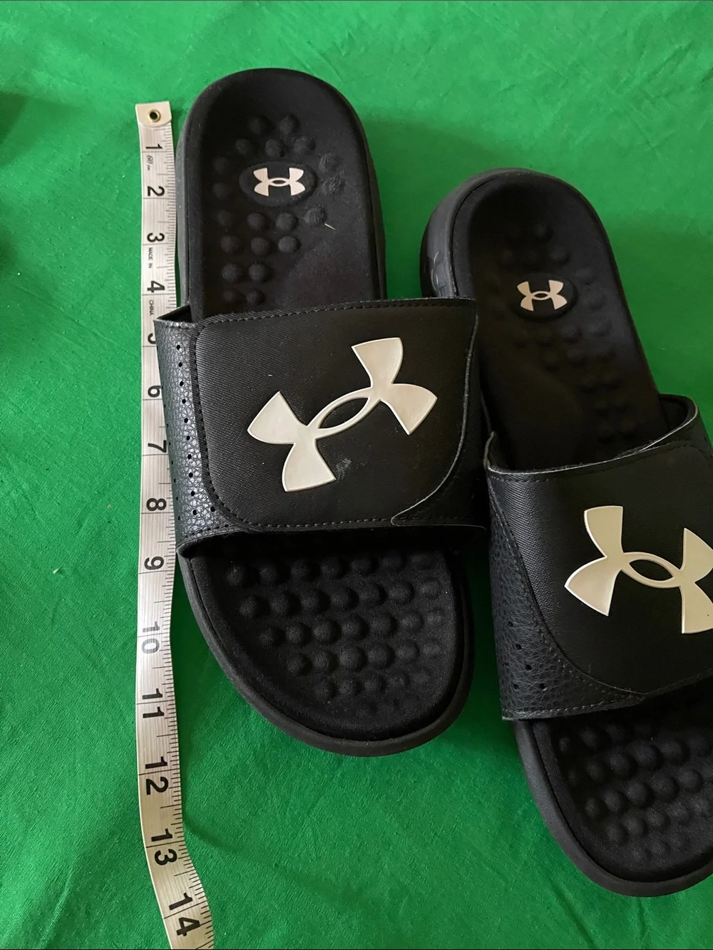 Under Armour Black Slide Sandals with White Logo